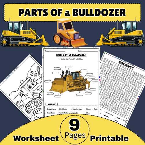 Parts Of a Bulldozer Worksheet |Construction Vehicles Diagram Labeling ...
