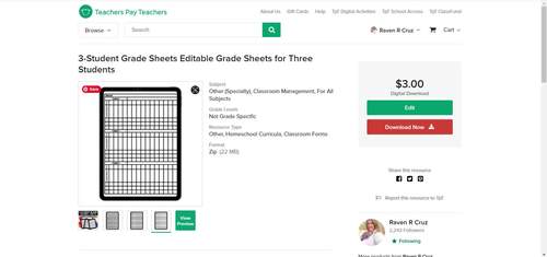 3-Student Grade Sheets Editable Grade Sheets for Three Students by ...