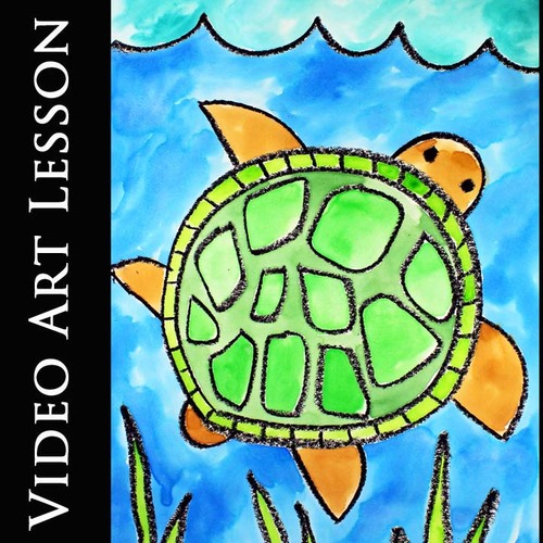 Preview of SEA TURTLE IN THE OCEAN Video Art Lesson | SUMMER Drawing & Painting Art Project