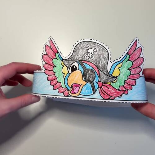 Pirate Parrot Paper Crown Printable Headband Coloring Craft Activity ...