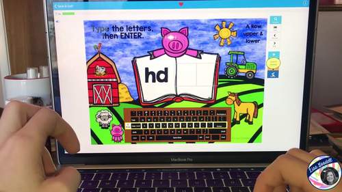A Row Upper & Lowercase Typing Center - Internet - No Prep Boom Cards