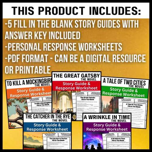 Book Bundle → Fill In The Blank Story Guide Activity & Novel Response ...