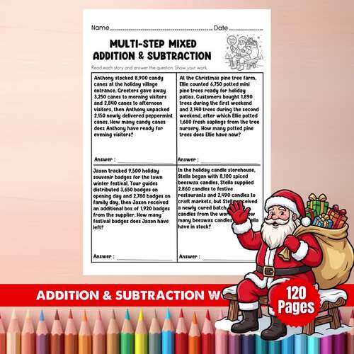 Christmas Math Word Problems Bundle Grade 5 | Addition & Subtraction
