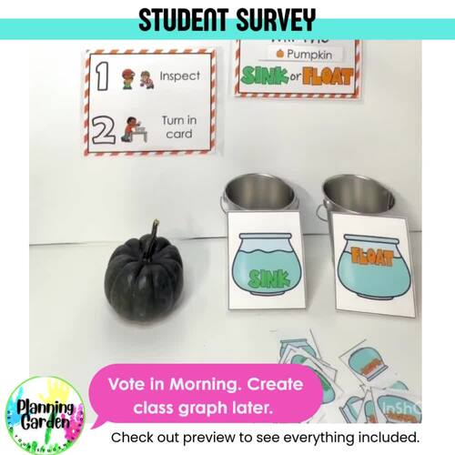 Fall Science Sink or Float Prediction Survey | Fall Math Bar Graph ...