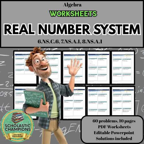 REAL NUMBER SYSTEMS - 10 PDF/PPTX Algebra Worksheets by Scholastic ...