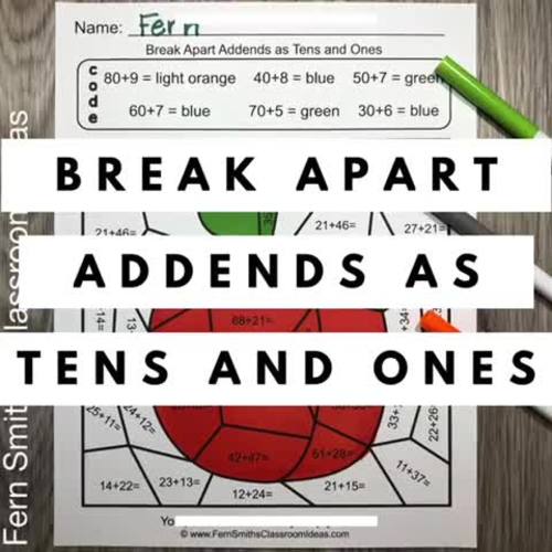 2nd Grade Go Math 4.3 Break Apart Addends as Tens and Ones Color By Numbers