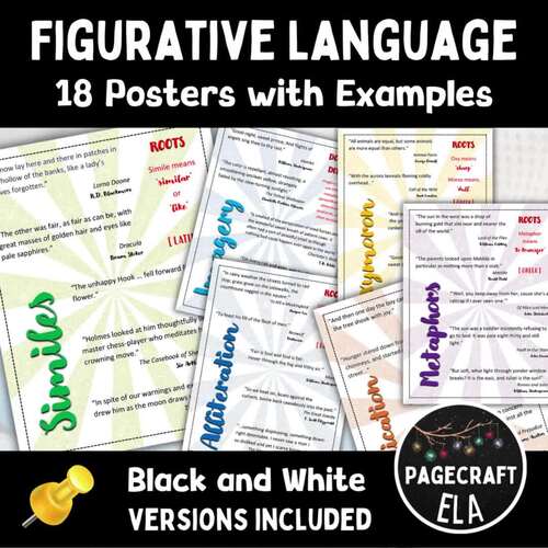 Figurative Language Posters with Literary Examples | Classroom Décor ...