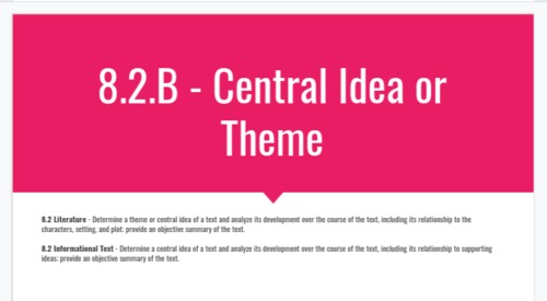 Preview of CCSS 8.2 Central Idea or Theme