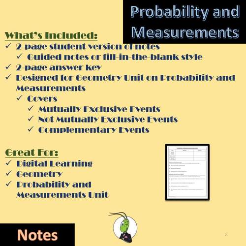 Probability Mutually Exclusive Events Guided Notes Probability and ...