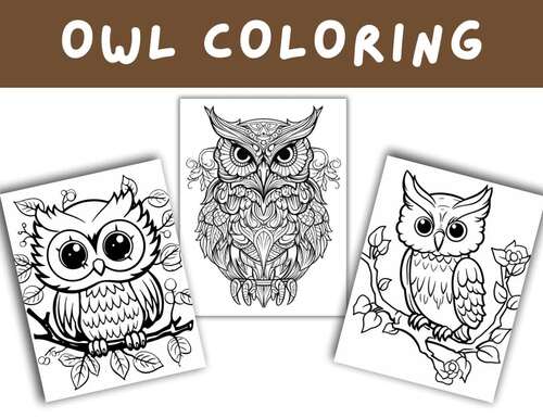Owl Coloring Pages – 20 Printable Sheets-Mandala &amp; Simple Designs
