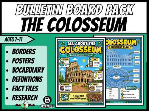 The Colosseum Bulletin Board Display | Posters, Timeline, Map & Vocab
