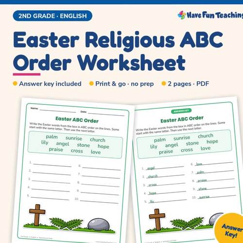 Easter Religious ABC Order Worksheet | 2nd Grade Printable Activity