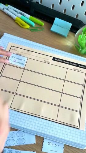 3rd Grade Math Review Worksheets Multiplication & Division Interactive Notebook