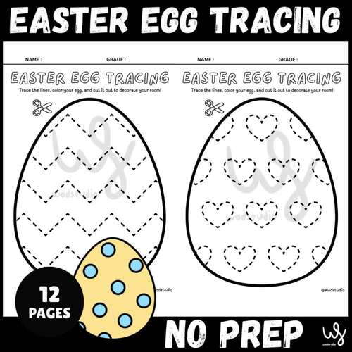 Easter Egg Tracing Worksheets | Fine Motor Skills & Pre-Writing | 12 No ...