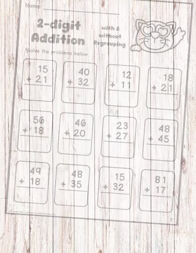 Back to School 2 Digit Addition Worksheets Bundle With and Without ...