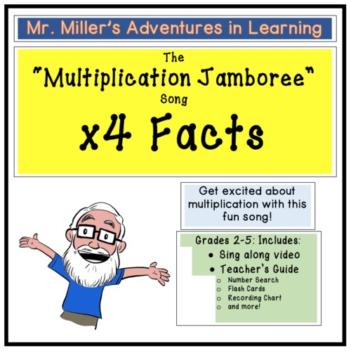 Preview of The "Multiplication Jamboree" Song x4 Facts Video and Teacher's Guide