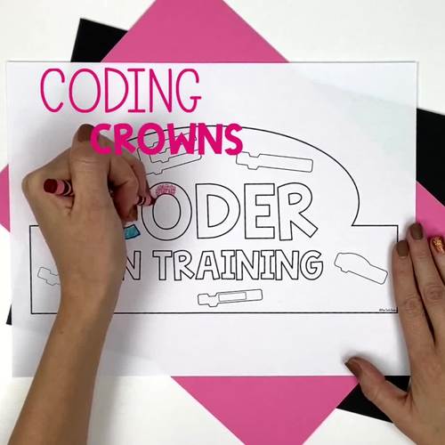 Hour of Code Activities Crowns Computer Coding Hats Coloring CSED Week Sub Plans