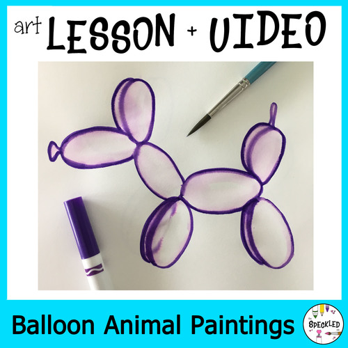 Preview of Elementary Art Lesson Plan. Balloon Animal Paintings inspired by Jeff Koons