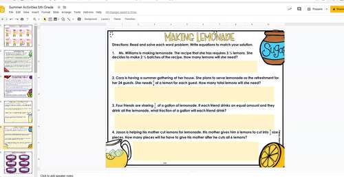Summer Math {5th Grade Math} - with Google Slides™ Math for Distance ...