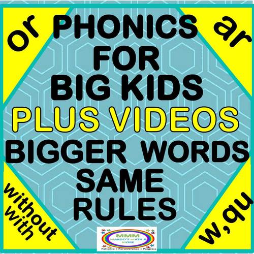 Preview of Phonics for Big Kids PLUS- OR,AR Words With, Without QU,W