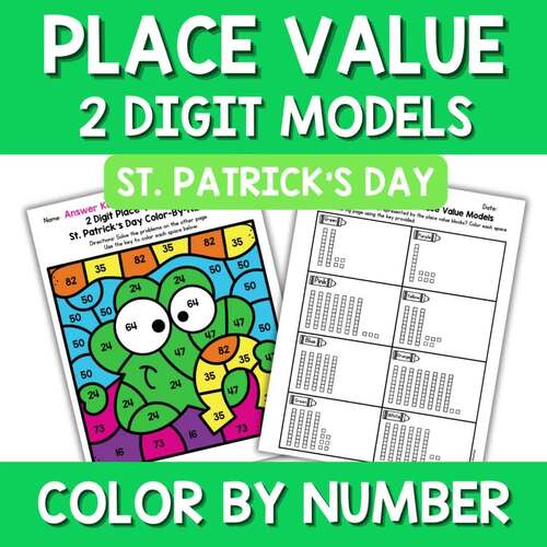 St. Patrick's Day Color by Number 2 Digit Place Value Models Math ...