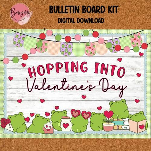 Valentine's Day Bulletin Board Kit: Hopping Into Love | Frog Classroom ...
