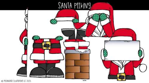 Santa Peeking clip art, Christmas clip art Mini by Melonheadz Clipart