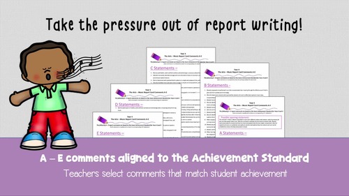 Australian Curriculum Year 4 Music Report Card Comments by Ideacations