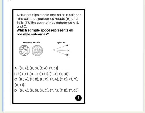 7th Grade Math Task Cards Applying Probability Charts Graphs, Compound Events #3