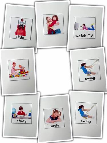 ACTION VERBS Picture Cards Speech Therapy ESL Vocabulary Flashcards ...