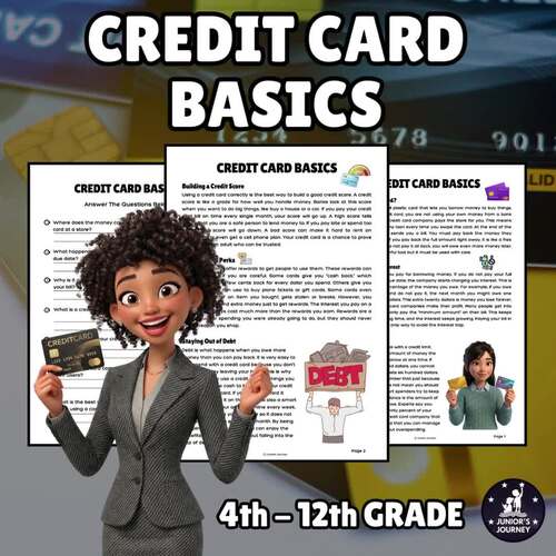 Credit Card Basics | Financial Literacy | Reading Comprehension | Worksheet