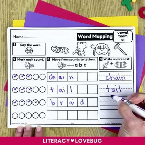 Word Mapping No Prep Long Vowel Teams and More by Literacy Lovebug