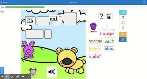 Distance Learning - Animals Predictable Sentences French BOOM Cards Animaux