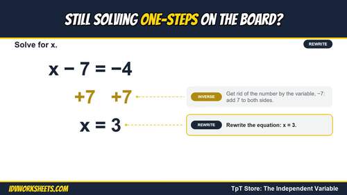 Solving One-Step Equations | Animated PowerPoint, Leveled Practice & Maze