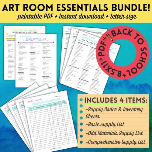 Art Room Essentials Printable Bundle - Supply & Inventory sheets ...