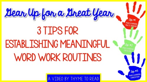 Preview of Tips for Establishing Meaningful Word Work Routines