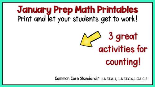 January First Grade No Prep Math Worksheet Packet