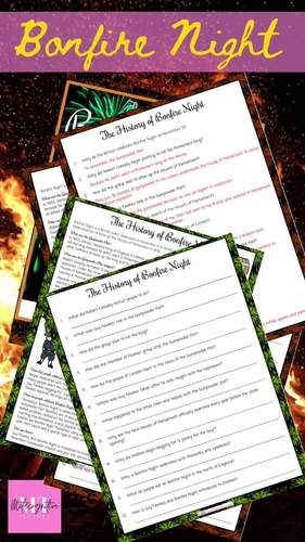 History of Bonfire Night Reading Comprehension Worksheets | TPT