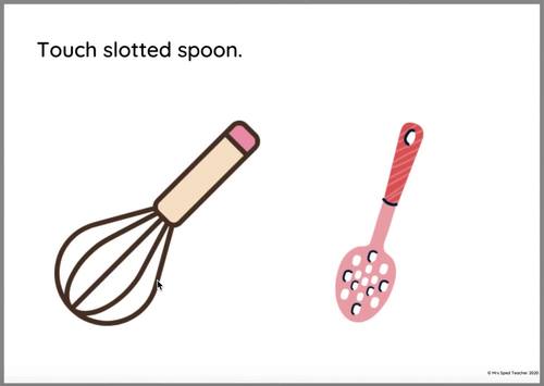 Receptive Language Kitchen Utensils Field of 2 to errorless #15 | TPT