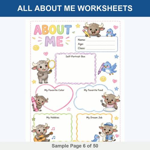 Back to School All About Me Worksheets | Getting to Know You Icebreaker ...