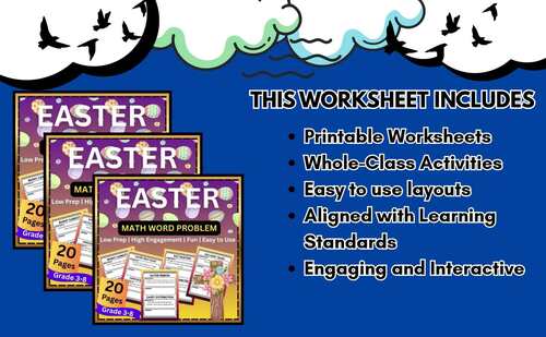 Easter Math Centers & Word Problems|Grades 3–8 |Multi-Level Spring Math Practice
