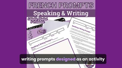 French Speaking Writing Prompts FSL Conversation Starters Editable Digital