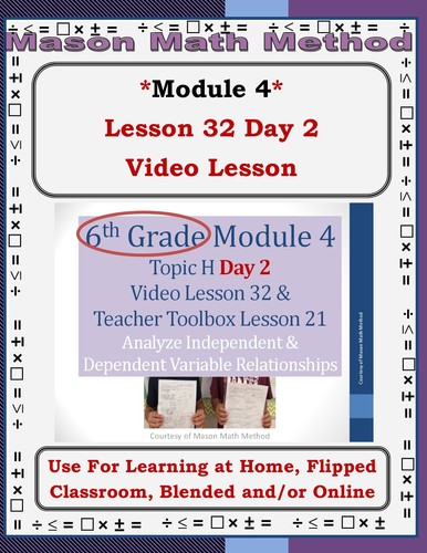 Preview of 6th Grade Math Mod 4 Video Lesson 32 Day 2 Graph Independent/Dependent Variables