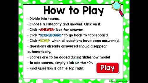 Science Review Game Template by Teacher Gameroom | TPT