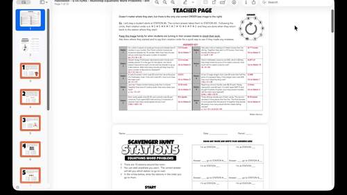 7th/8th Grade Math Halloween Activity: STATIONS (Equations Word Problems)