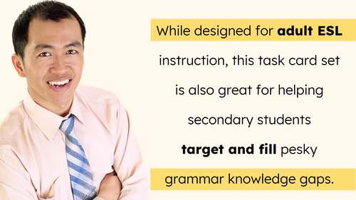 Linking Verbs for Adult ESL Grammar - TASK CARDS - print & digital
