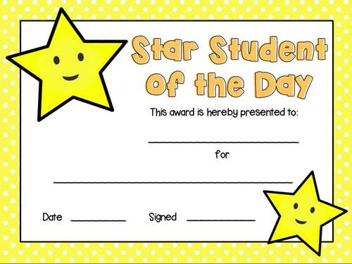 Cute Printable Star Student Award Certificates Positive Influencer Of