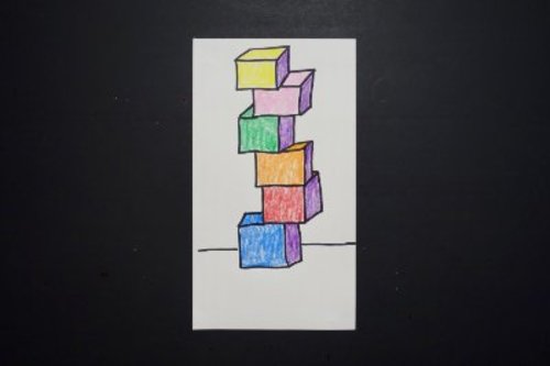 Preview of Let's Draw a 3-D Sculpture using 2-D Cubes!