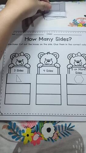 2D Shape Sorting Cut and Paste Activity | Counting Sides of 2D Shapes