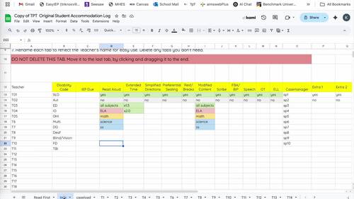 Comprehensive Accommodation Log (Google Sheets)